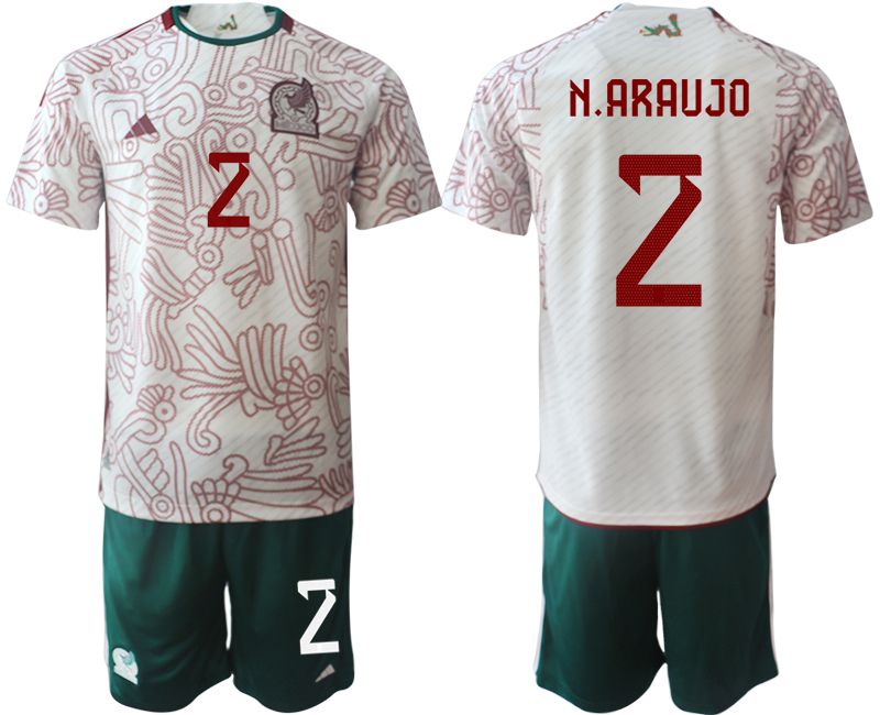 Men 2022 World Cup National Team Mexico away white 2 Soccer Jerseys